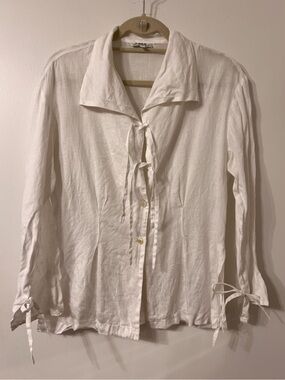 VINTAGE TARA JARMON FOR Z VICTORY PARIS 100% FLAX LINEN TOP ✨